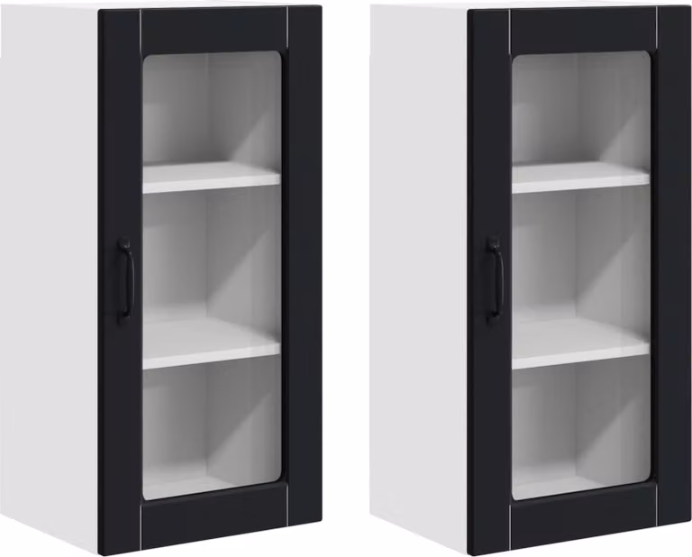 Mobile in vetro da parete LUCCA 2 pcs Nero 40 x 31 x 80 cm