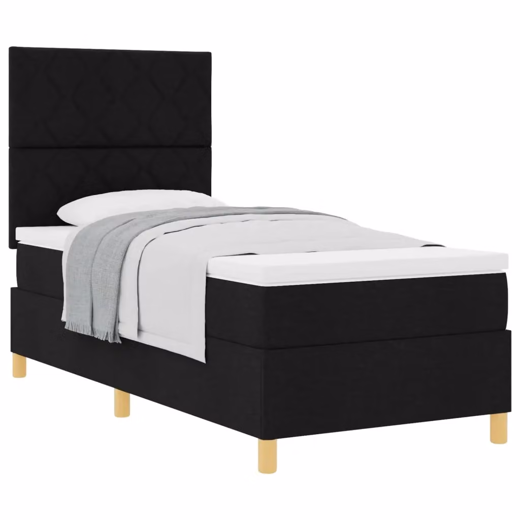 Letto a molle con testiera vidaXL in tessuto nero L: 100 cm, P: 200 cm – 2
