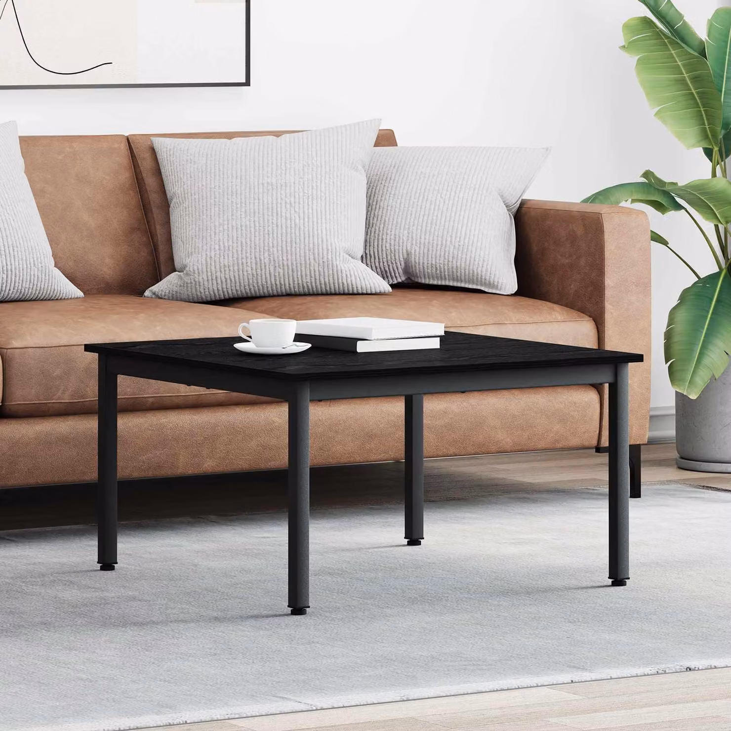 Maison Exclusive - Tavolino nero effetto rovere 80 x 80 x 45 cm Materiale ligneo