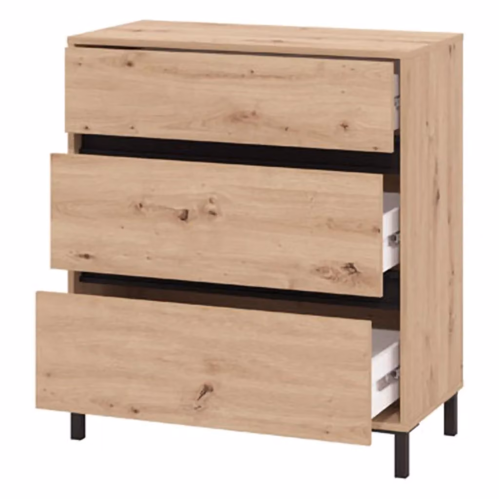 Cassettiera con 3 cassetti DMORA Mapello in rovere nodi marrone L 80 cm, P 40 cm, H 90 cm – 2
