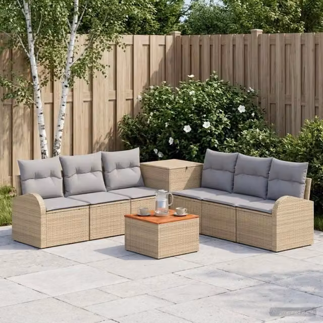 Set di divani 8 pz Beige e Grigio Chiaro 55 x 55 x 37 cm 3448127