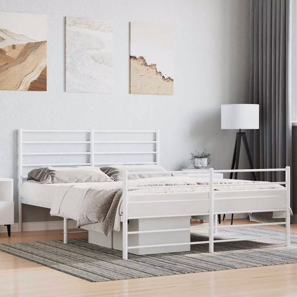 Giroletto vidaXL con testiera e pediera in metallo bianco L/P: 120 x 200 cm