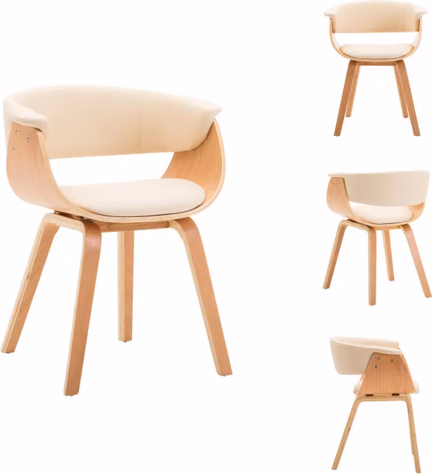 vidaXL Sedia da pranzo in legno curvato e Pelle finta crema - Sedie da pranzo