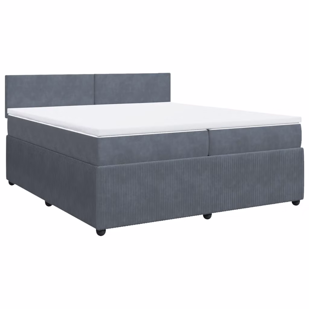 Giroletto a Molle con Materasso Grigio Scuro 200x200 cm Velluto
