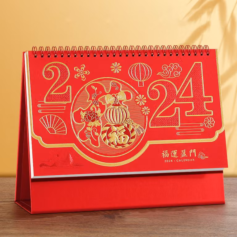 Calendario da scrivania dell'anno del drago, calendario da tavolo indipendente, calendario del capodanno cinese, calendario mensile da scrivania, calendario per la casa
