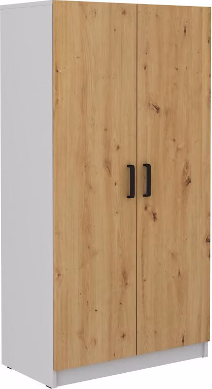 Armadio a doppia anta MABAKA - larghezza 80 cm, grigio / rovere artisan