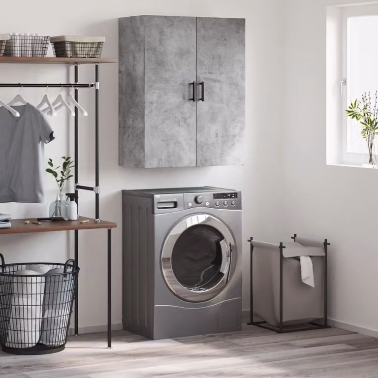 vidaXL Armadio a muro grigio cemento 69,5x34x90 cm