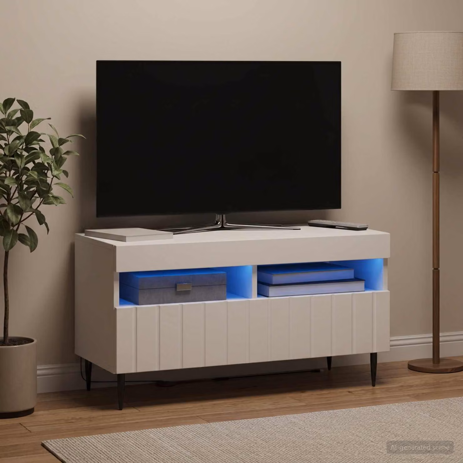 Mobile TV LED vidaXL ZWOLLE Bianco con illuminazione integrata L 81 cm, P 35 cm, H 43 cm