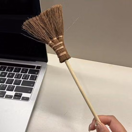 Mini spazzola in plastica, marrone, per auto, ufficio, tavolo