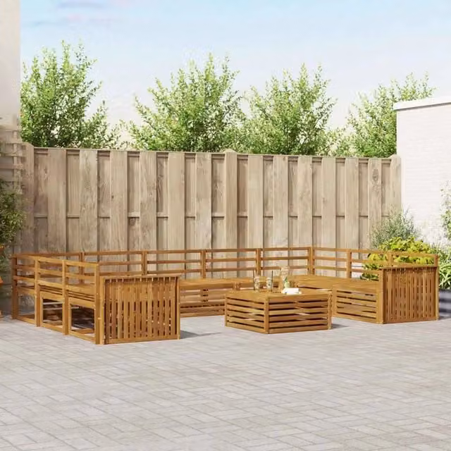Set di 10 divani da esterno moderni vidaXL in legno di acacia colore marrone – 1