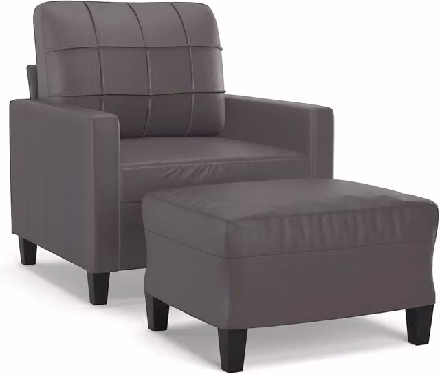Poltrona | Sedia Relax con Poggiapiedi Grigio 60 cm in Similpelle