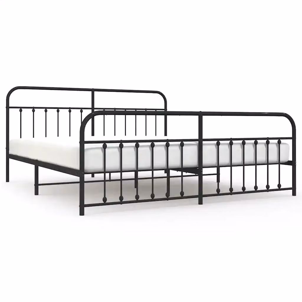 Giroletto vidaXL con testiera e pediera in metallo nero 200x200 cm – 2