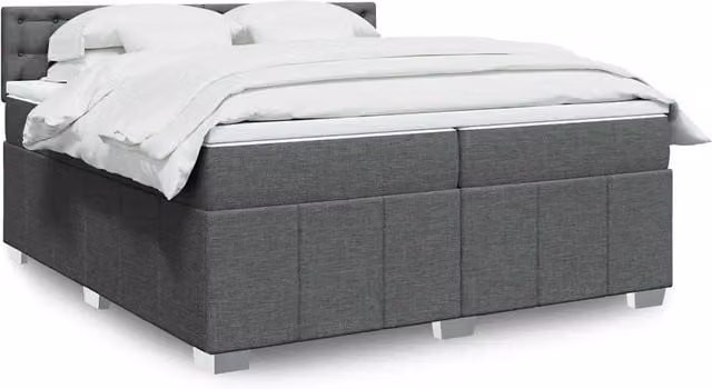 Letto Ibrido vidaXL con Giroletto a Molle e Materasso Grigio e Bianco L/P: 200 x 200 cm