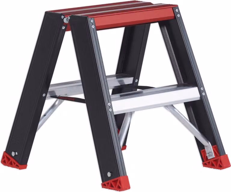 Scala a pioli Altrex Taurus, accessibile da entrambi i lati, modello TDO a 2 gradini senza maniglione