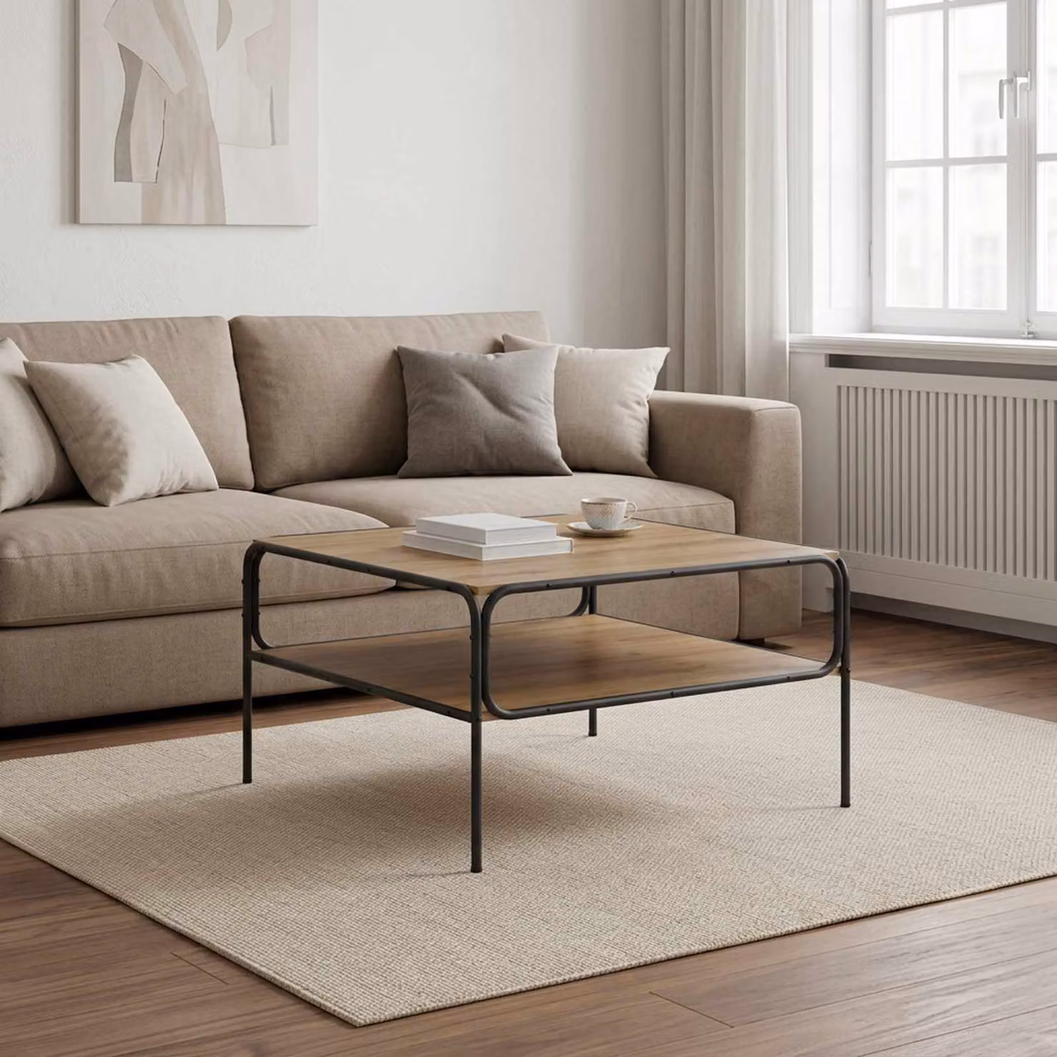 vidaXL Tavolo laterale moderno in rovere marrone L: 100 cm, P: 50 cm, H: 46 cm