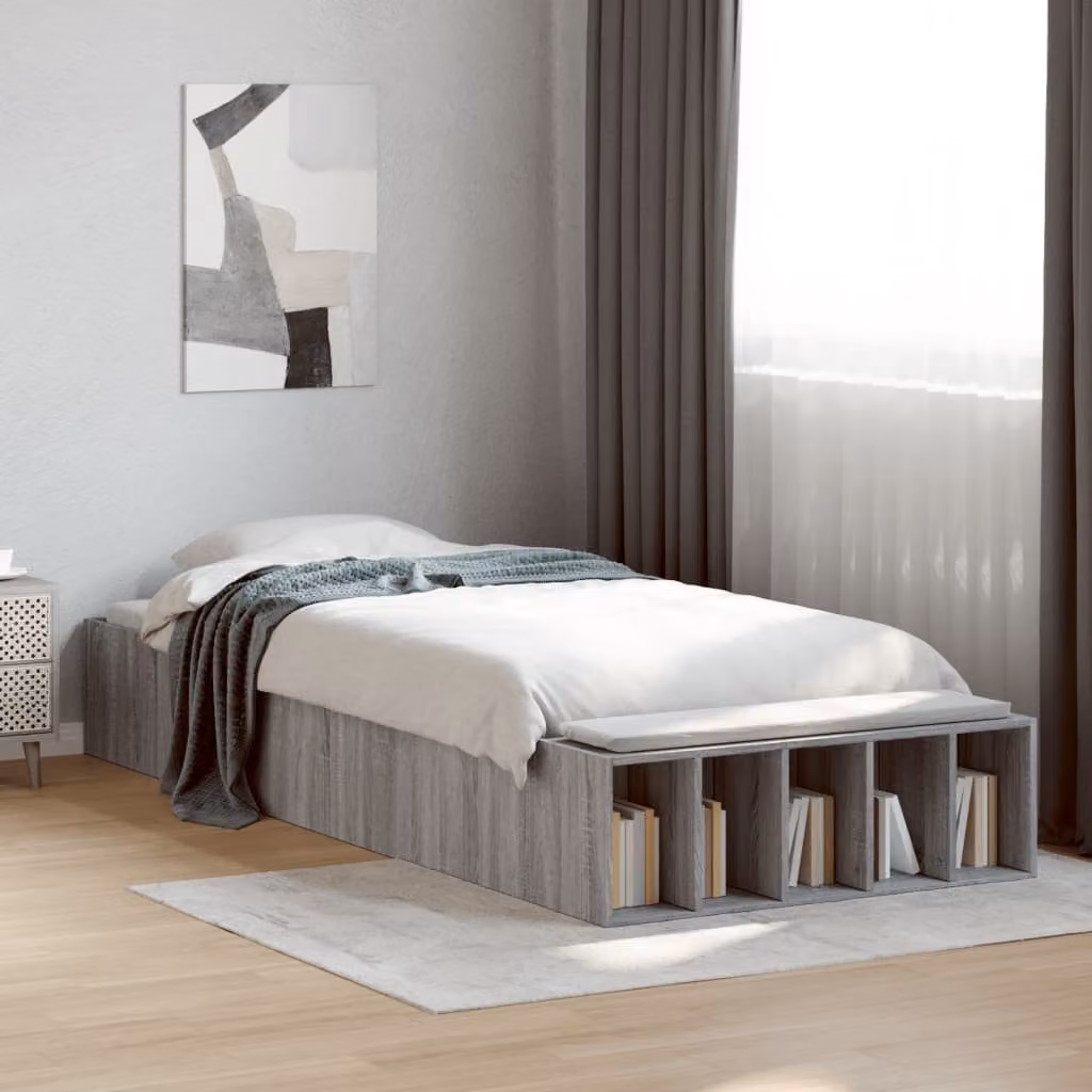 Giroletto vidaXL in legno multistrato grigio con doghe fisse per adulti L/P/H: 190 x 78 x 30 cm