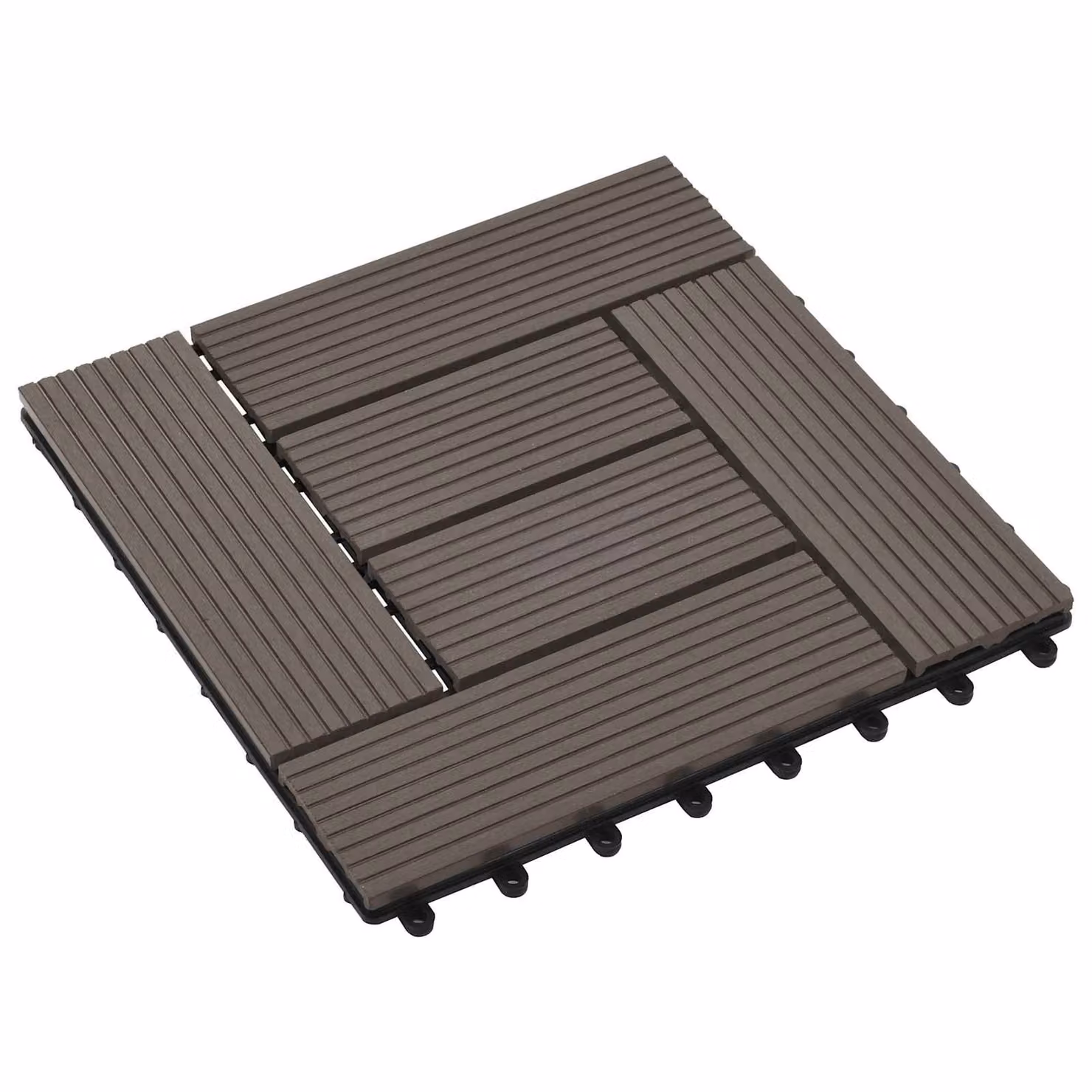 Set di 11 piastrelle per decking vidaXL in WPC marrone scuro, L/P: 30 x 30 cm