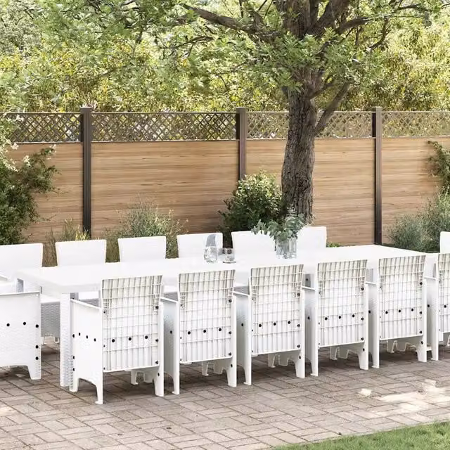 Set da pranzo da giardino moderno vidaXL in rattan bianco con cuscini rimovibili – 1