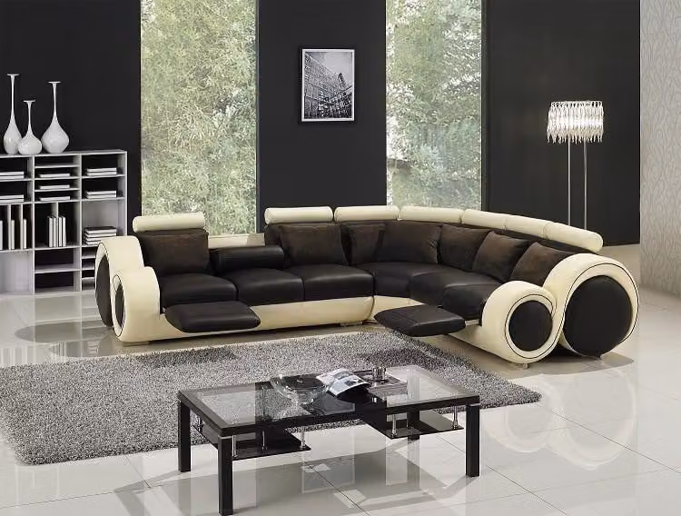 Ecksofa Leder Sofa Couch Polster Eck Sitz Wohnlandschaft Garnitur L-Form