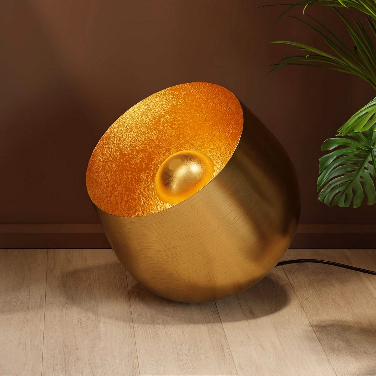 KARE Lampada da terra di design Apollon, Ottone / Oro, Soggiorno / Sala da pranzo, Metallo, Design, Lampada da terra