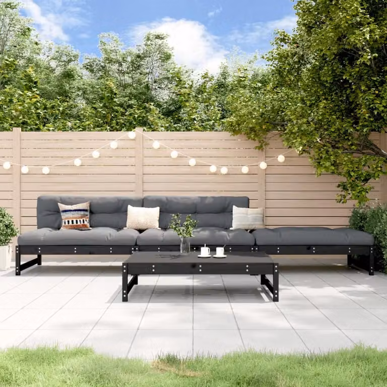 Maison Exclusive - Set Salotto da Giardino 4 pz Nero in Legno Massello di Pino