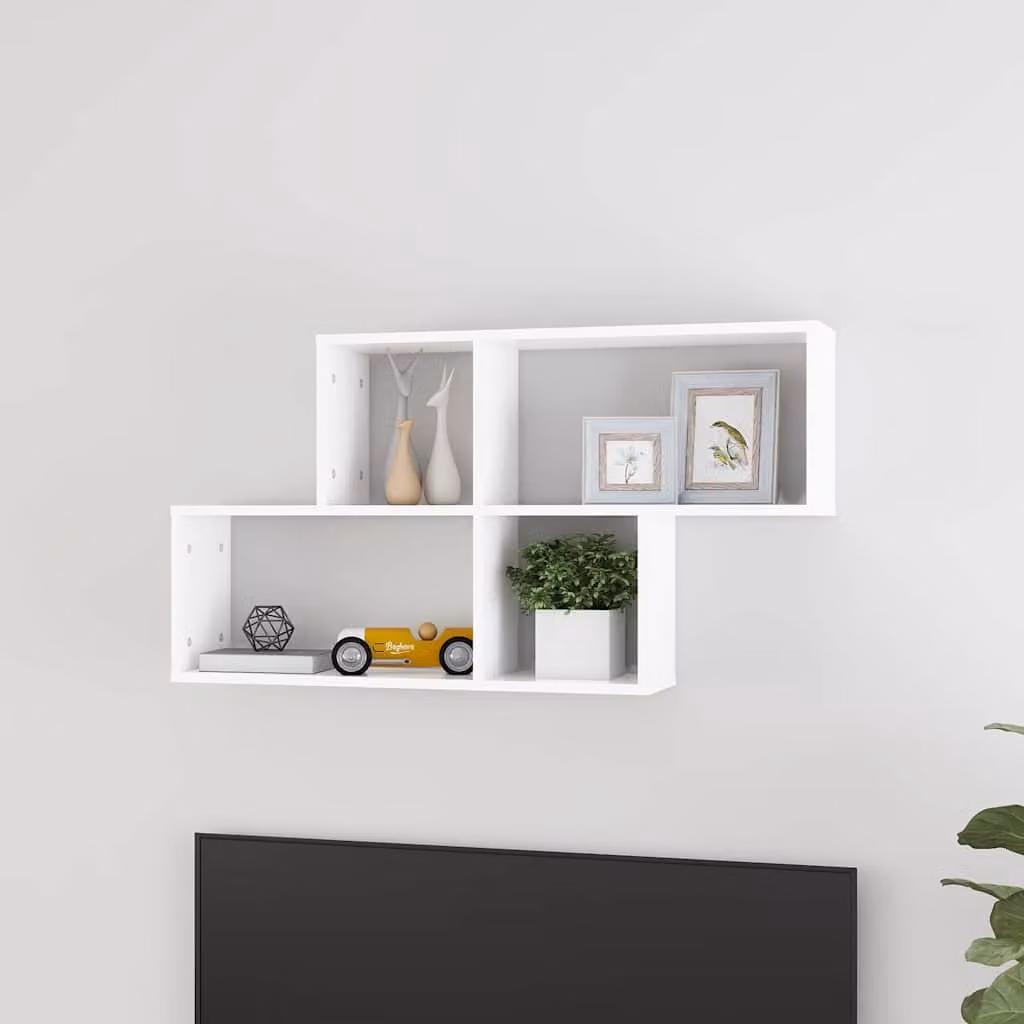 Scaffale a parete moderno vidaXL in legno e MDF bianco L 100 cm, P 18 cm, H 53 cm