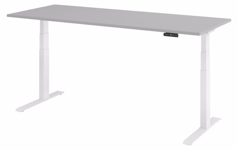Scrivania elettrica bümö modello XDKB - Finitura: Grigio, Struttura: Bianco, Dimensioni: 200 x 80 cm