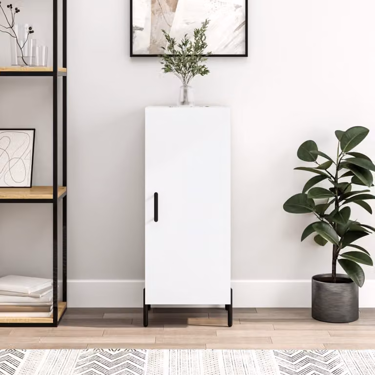 Credenza bianca moderna vidaXL in legno e metallo da appendere al muro L: 34,5 cm, P: 34 cm, H: 90 cm