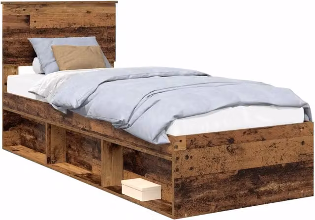 Letto singolo | Letto per adulti | Struttura del letto Legno vecchio 75 x 190 cm Pino massello