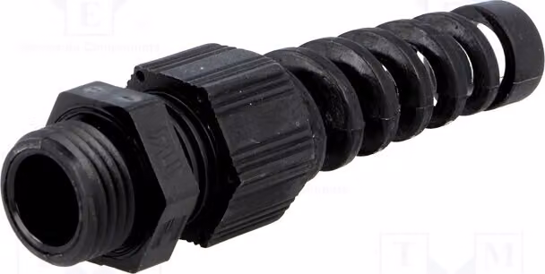 1 x Raccordo per cavo con protezione anti-piegatura, grado di protezione IP68, diametro nominale 1,5, materiale: HT-K PG9, colore RAL9005, tipo di connessione: PG9