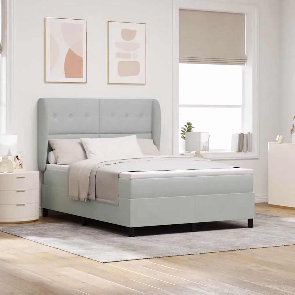Letto ibrido con testiera in velluto vidaXL Grigio, L 140 cm x P 200 cm