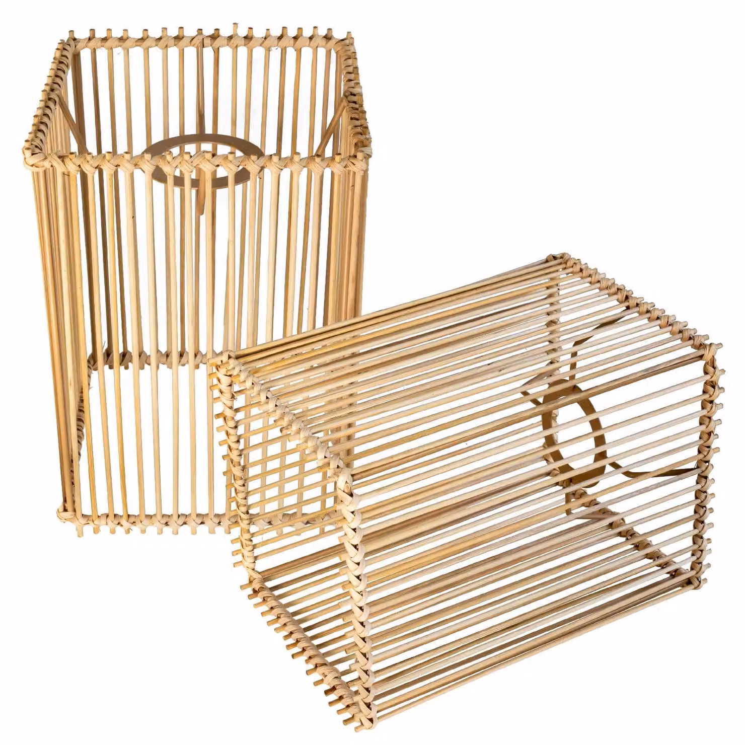 Omgoods - Set di 2 paralumi in stile bohémien, piccoli, color naturale marrone chiaro