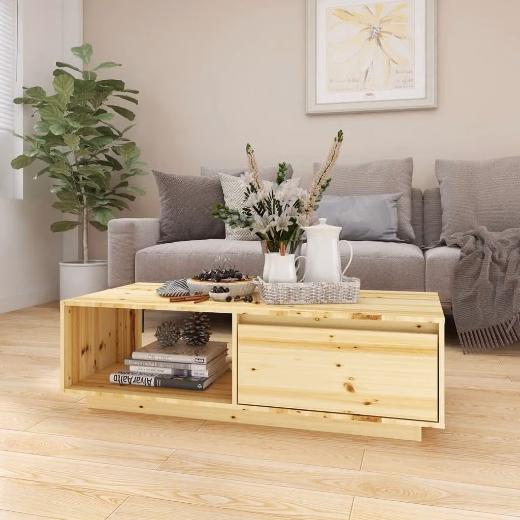 Tavolino The Living Store 110x50x33,5 cm in legno massiccio di abete