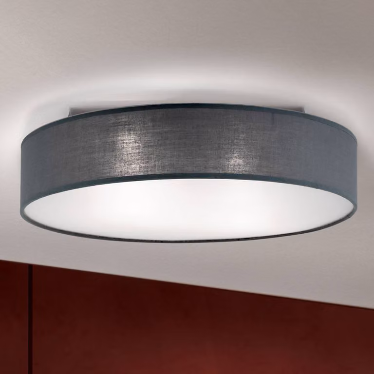 ORION Plafoniera soffitto Ufo, dimmerabile, Alluminio / Grigio / Zincato, Soggiorno / Sala da pranzo, Tessuto / Stoffa / Seta, Moderno, Plafoniera