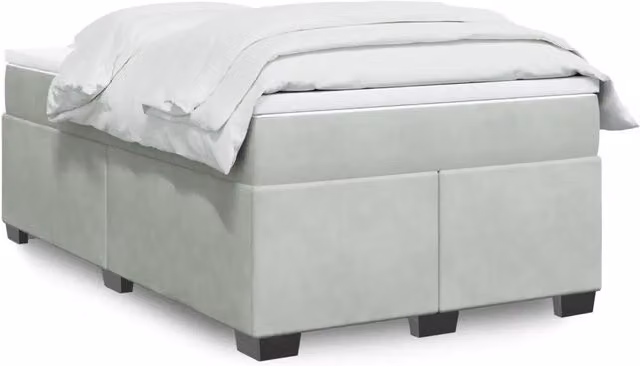 Letto con Giroletto a Molle e Materasso Ibrido vidaXL in Velluto Grigio e Bianco L/P: 120 x 200 cm
