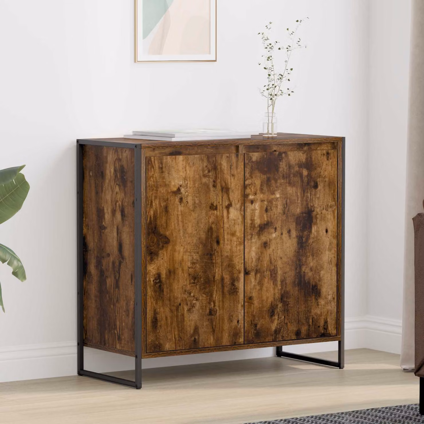 Mobile laterale vidaXL in stile industriale, Rovere Fumo, L 79 x P 36 x H 75 cm