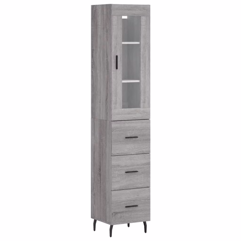 Credenza Grigio Sonoma 34,5x34x180 cm in Legno Multistrato