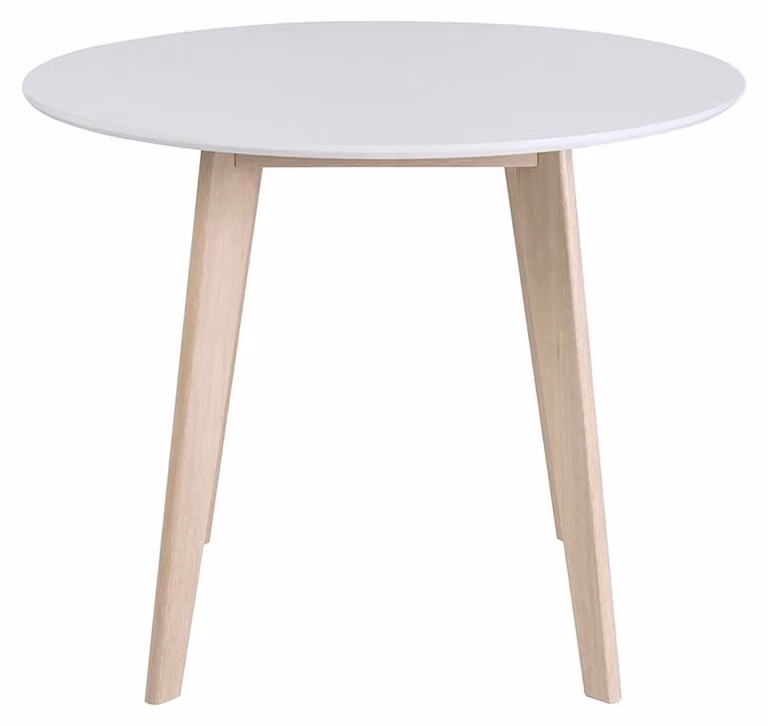 Miliboo - Tavolo di design LEENA in legno e bianco, diametro 100 cm