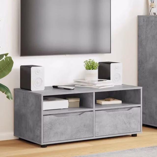 Mobile TV moderno vidaXL in legno e MDF grigio, L 100 x P 48 x H 43 cm
