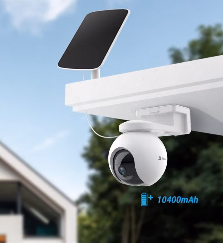 Telecamera di sicurezza esterna - Telecamera di videosorveglianza Wi-Fi - Sistema di videosorveglianza - Wireless - Alimentazione a energia solare - 10400 mAh