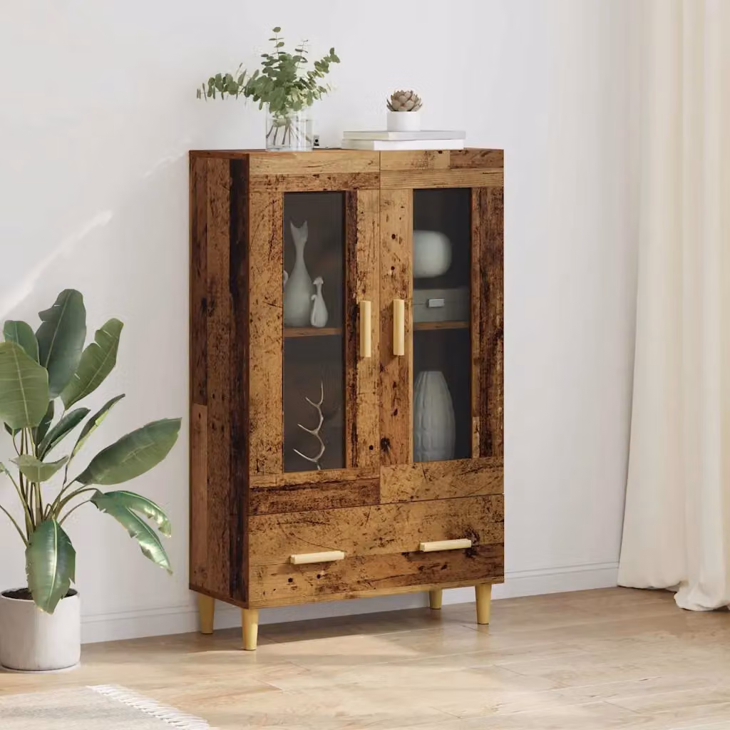 Credenza moderna vidaXL in legno ingegnerizzato marrone con ante in vetro e ripiani interni L/P/H: 70 x 31 x 115 cm