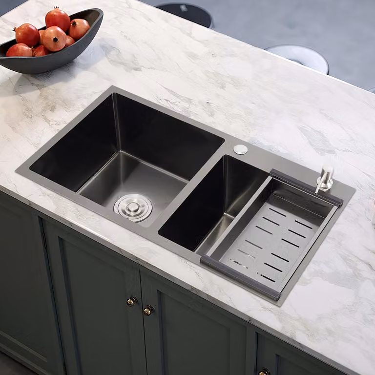 Lavello da cucina a due vasche - Acciaio inossidabile, 78x43 cm - Lavello da incasso