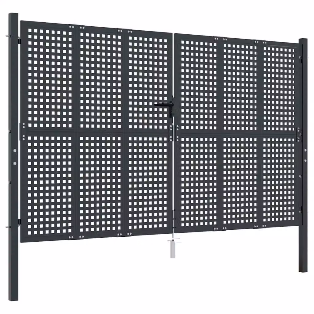 Cancello doppio da giardino vidaXL in acciaio con rete metallica, colore antracite, L: 300 cm, H: 200 cm – 2