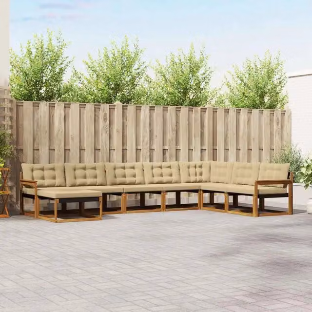 Set di divani da esterno 8 pz Naturale e Beige 3369740