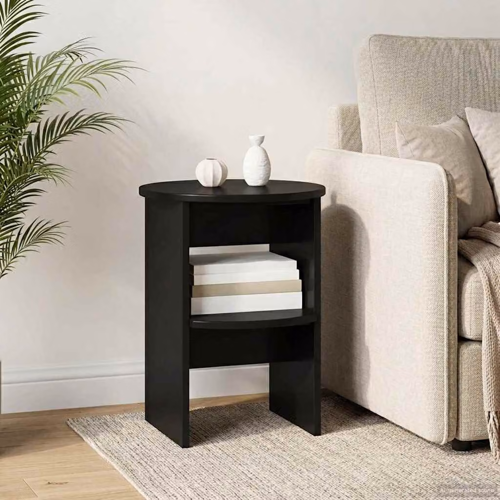Tavolino laterale mobile vidaXL in legno ingegnerizzato nero moderno Ø40 x 50 cm