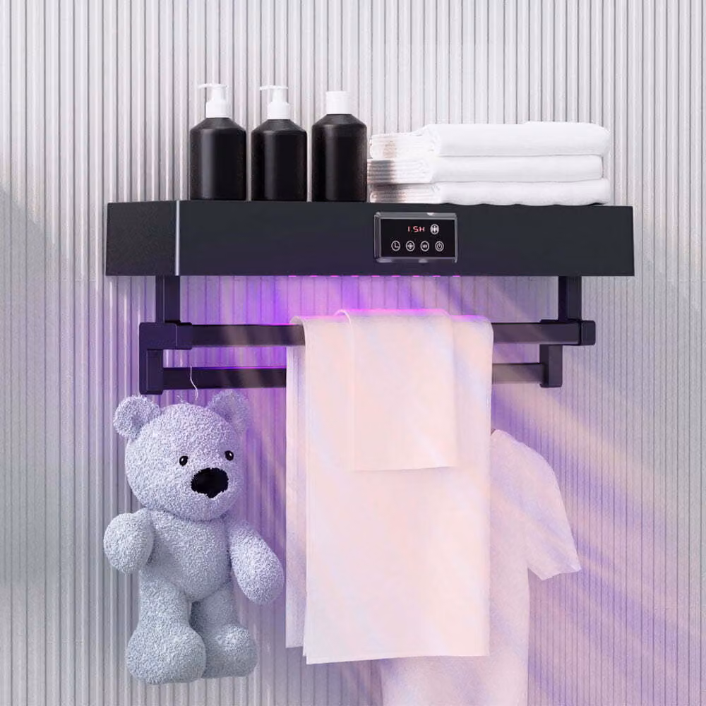 Asciugasalviette Elettrico con Disinfettante UV per Bagno/Cucina, a parete, L60cm, 450W, ElectricSun Standard Nero
