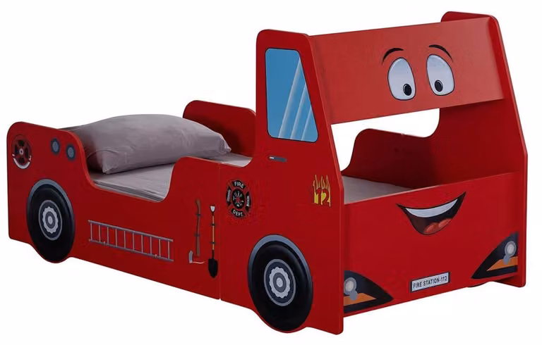 Lettino rosso a forma di camion dei pompieri Letti di design per camere da letto eleganti