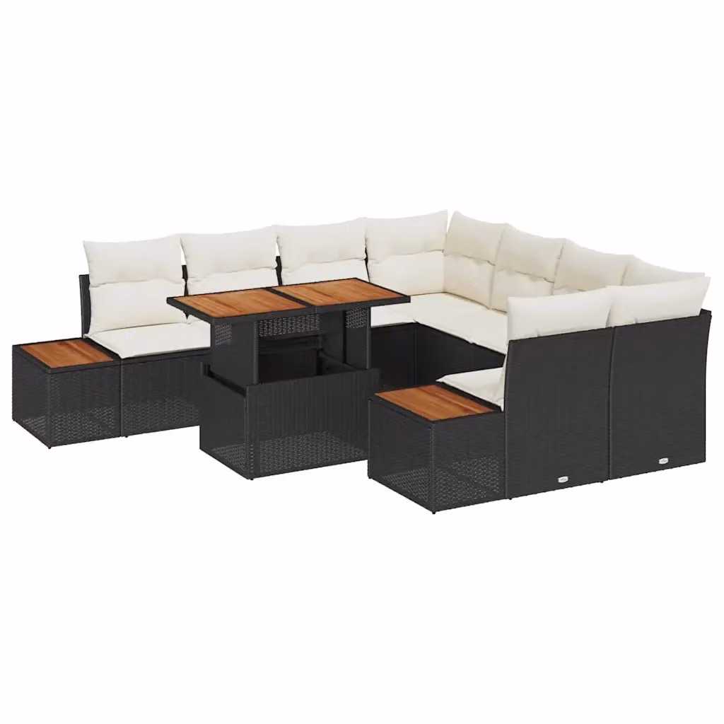 Set da pranzo da giardino moderno vidaXL in legno di acacia con 9 pezzi nero e beige – 2