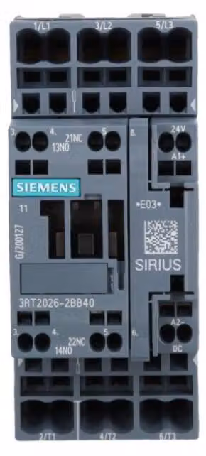 Contattore industriale Siemens Dig. 400AC 11KW 1S+1Ö 3p. 3RT2026-2BB40