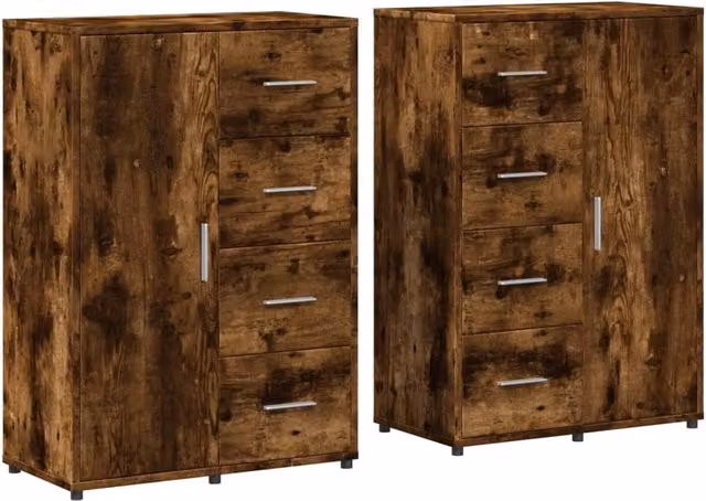 Buffet credenza cassettiera armadio mobile contenitore organizer per cucina soggiorno salotto set da 2 60 x 31 x 84 cm legno ingegnerizzato marrone 02_0036742
